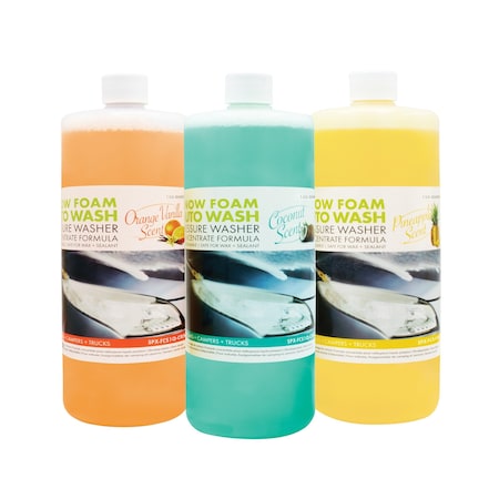 Sun Joe 3-Pack Pressure Washer Auto Snow Foam Trio, Pineapple, Orange-Vanilla, Coconut SPX-AW3Q